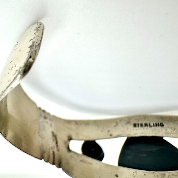 Vintage Sterling Silver Cuff Bracelet With Kingman Turquoise Gemstone 32 Grams - Picture 6 of 11